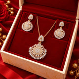 Elegant 2-Piece Gold-Plated American Diamond Pendant & Earrings Set
