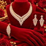 Elegant 3-Piece Gold-Plated American Diamond Jewellery Set