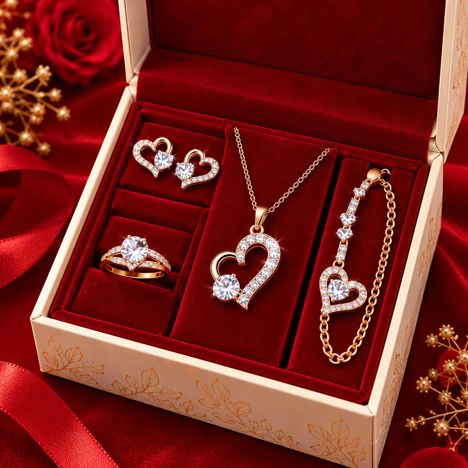 Elegant 4-Piece American Diamond Jewellery Combo Set