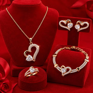 Elegant 4-Piece American Diamond Jewellery Combo Set