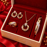 Elegant 4-Piece Gold-Plated American Diamond Jewellery Combo Set