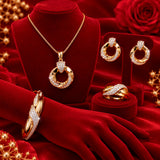Elegant 4-Piece Gold-Plated American Diamond Jewellery Combo Set