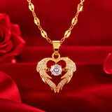 Elegant Gold-Plated American Diamond Heart Pendant Necklace