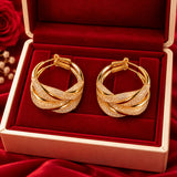Elegant Gold-Plated American Diamond Hoop Earrings