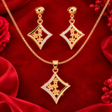 Elegant Gold-Plated Diamond-Style Necklace & Earrings Set