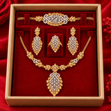 Elegant Gold-Plated Necklace, Earrings, Ring & Bracelet Combo Set